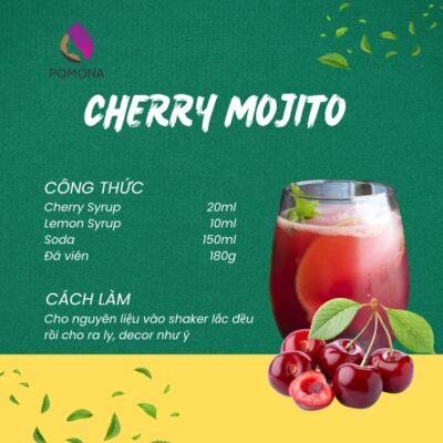 Syrup trái cây Pomona vị Cherry (Cherry Fruit Syrup) - Chai 1000ml 9 Cherry Mojito