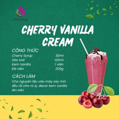 Syrup trái cây Pomona vị Cherry (Cherry Fruit Syrup) - Chai 1000ml 10 Cherry Vanilla Cream