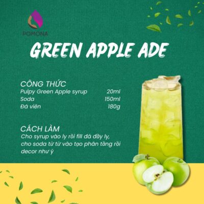 Syrup Mixology Pomona vị Táo xanh Pulpy Green Apple (Pulpy Green Apple Mixology Syrup) - Chai 1000ml 8 Green Apple Ade