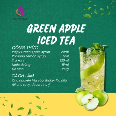 Syrup Mixology Pomona vị Táo xanh Pulpy Green Apple (Pulpy Green Apple Mixology Syrup) - Chai 1000ml 9 Green Apple iced tea