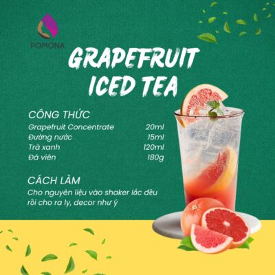 Mứt trái cây cô đặc Pomona vị Bưởi hồng (Grapefruit Concentrate) - Bình 1,2kg 12 GrapeFruit Iced Tea