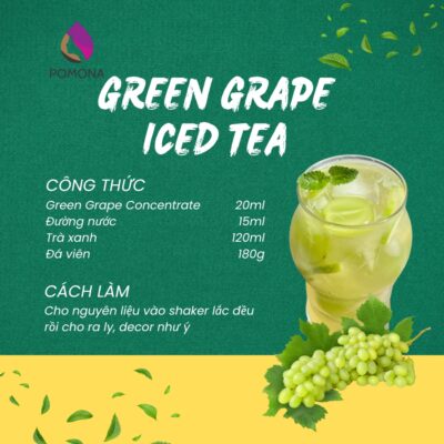 Mứt trái cây cô đặc Pomona vị Nho xanh (Green Grape Concentrate) - Bình 1,2kg 12 Green Grape Iced Tea