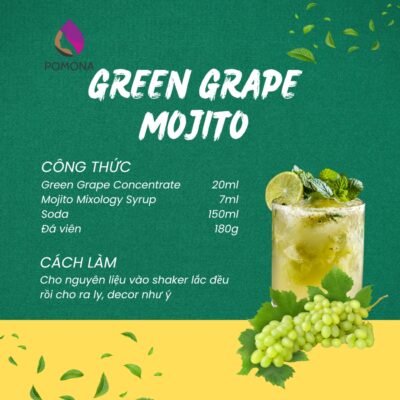 Mứt trái cây cô đặc Pomona vị Nho xanh (Green Grape Concentrate) - Bình 1,2kg 13 Green Grape Mojito