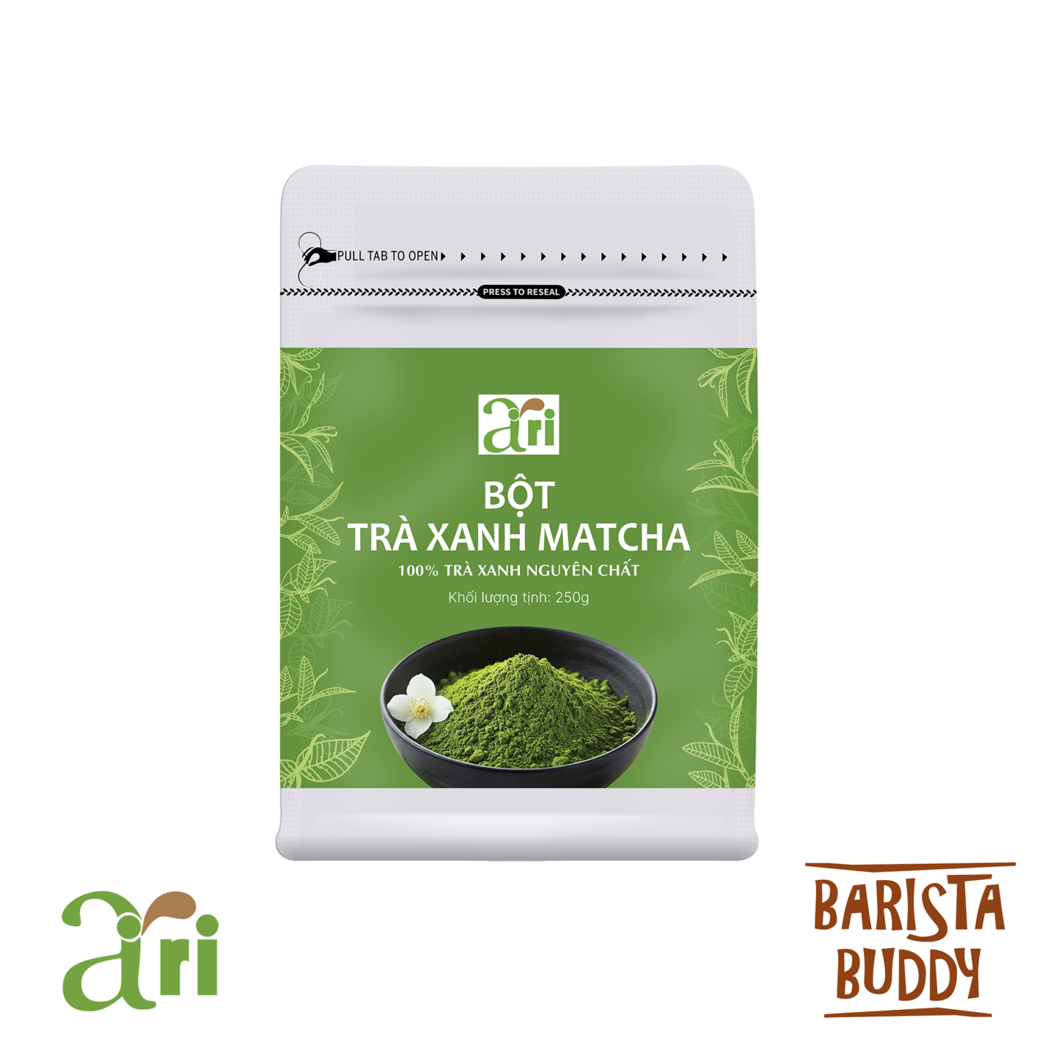 Bột Trà Xanh Matcha Ari - Bịch 250g - Barista Buddy Việt Nam